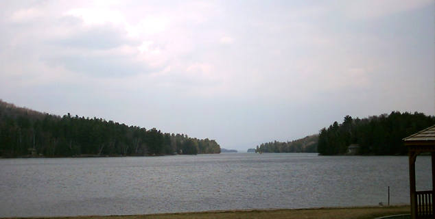 Long Lake Looking NE from Beach, Notice Floatplane right of center