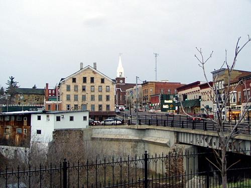 Main Street, US 11, NY 30 in Malone, from the Salmon River Falls Park