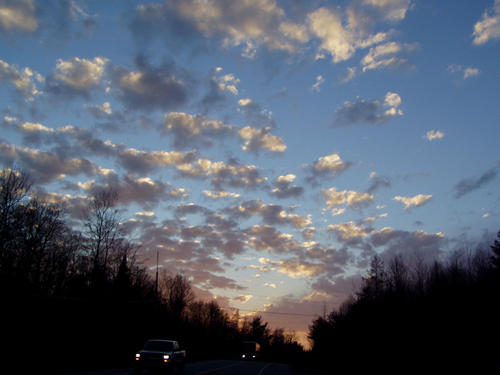 Sunset on NY 3,  NW of Tupper Lake